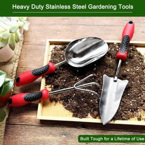img 3 attached to FANHAO Heavy Duty Stainless Steel Garden Tool Set With Ergonomic Handles - Ideal Gift For Gardening Enthusiasts