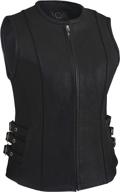 high-quality motorcycle leather vest for women bikers - true element zipper front (black, sizes xs-3xl) logo