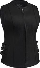 img 3 attached to High-Quality Motorcycle Leather Vest for Women Bikers - True Element Zipper Front (Black, Sizes XS-3XL)