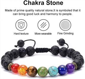 img 1 attached to GelConnie Lava Rock Chakra Bracelet 7 Chakra 8Mm Natural Stone Healing Bracelet Stress Relief Yoga Beads Anxiety Bracelet Aromatherapy Essential Oil Diffuser Bracelet Bangle