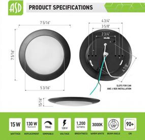 img 2 attached to 6 Pack ASD LED Flush Mount Ceiling Light, Wet Rated Dimmable Disk Light, Ultra Bright 1200 LM CRI90 J-Box Recessed Can Oil Rubbed Bronze 15W (130W Eqv.) 3000K Energy Star ETL