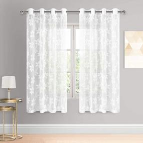 img 4 attached to Transform Your Space With DWCN'S Elegant White Floral Lace Sheer Curtains - Perfect For Your Bedroom Or Kitchen Window Display