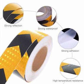 img 2 attached to 2In X 32Ft Yellow/Black Reflective Tape Waterproof Warning Safety Conspicuity For Trailers, Vehicles, Boats, Signs