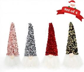 img 3 attached to Набор из 4 рождественских гномов с блестками - идеальный скандинавский декор для Санта-Томте!