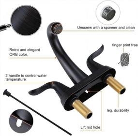 img 1 attached to 4-Inch Centerset Oiled Rubbed Bronze Bathroom Sink Faucet With Lift Rod Drain Assembly - WOWOW Stainless Steel Retro Lavatory Faucet For Bathrooms