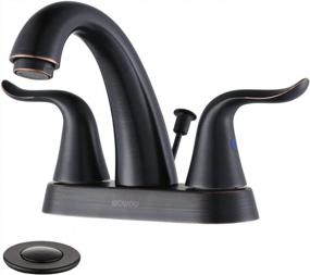img 4 attached to 4-Inch Centerset Oiled Rubbed Bronze Bathroom Sink Faucet With Lift Rod Drain Assembly - WOWOW Stainless Steel Retro Lavatory Faucet For Bathrooms