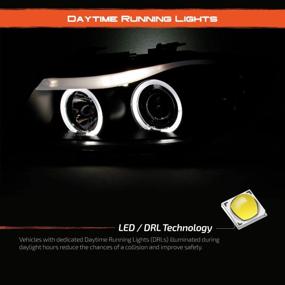 img 2 attached to Black Bezel Halogen Type LED Halo Ring Eye Lid Projector Headlights For 2006-2008 BMW E90 3 Series 4 Door Sedan