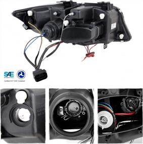 img 3 attached to Black Bezel Halogen Type LED Halo Ring Eye Lid Projector Headlights For 2006-2008 BMW E90 3 Series 4 Door Sedan