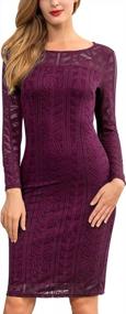 img 4 attached to 👗 Floral Lace Long Sleeve Bodycon Pencil Cocktail Party Dress for Women by Noctflos