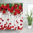 experience the elegance of livilan's red rose shower curtain set with 12 hooks - waterproof and perfect for valentine's day! logo