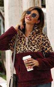 img 1 attached to Women'S Leopard Print Fleece Pullover Sweater - Stay Warm & Stylish With Angashion!