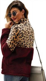 img 3 attached to Women'S Leopard Print Fleece Pullover Sweater - Stay Warm & Stylish With Angashion!