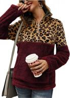 women's leopard print fleece pullover sweater - stay warm & stylish with angashion! logo