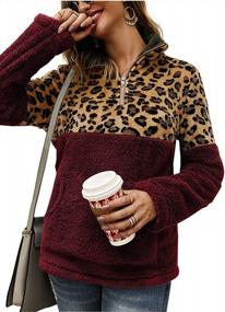 img 4 attached to Women'S Leopard Print Fleece Pullover Sweater - Stay Warm & Stylish With Angashion!