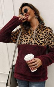 img 2 attached to Women'S Leopard Print Fleece Pullover Sweater - Stay Warm & Stylish With Angashion!