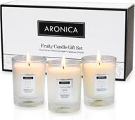 christmas gift set for her: aronica scented candle 3pcs - honeycrisp apple, peach nectar & cinnamon vanilla scents (3.52oz x 3) logo