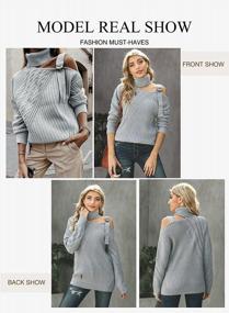 img 2 attached to Women'S Long Sleeve Cold Shoulder Turtleneck Knit Sweater Top Pullover Loose Jumper