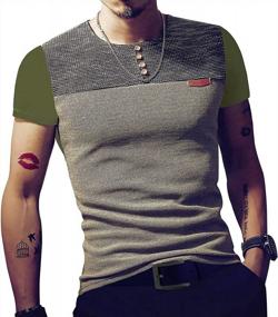 img 2 attached to LOGEEYAR Men'S Slim Fit Button T-Shirt With Contrast Color Stitching, Available In Short Or Long Sleeves