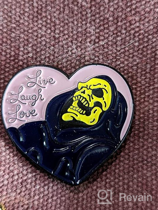 img 1 attached to Live, Laugh, Love - Skeleton - Enamel Pin: Spooky Elegance Embodied review by Maria Skim