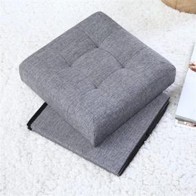 img 1 attached to 🔲 Ornavo Home Foldable Tufted Linen Storage Ottoman Cube - 15" x 15" x 15" - Grey