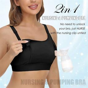 img 2 attached to 🤱 Convenient Hands-Free Pumping Bra - Adjustable Breast-Pumps Holding and Nursing Bra for Efficient Pumping - Black, Large