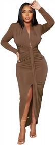 img 3 attached to Stun The Night With Sexy Long Sleeve Deep V Neck Dress For Women - Perfect For Party And Clubbing!