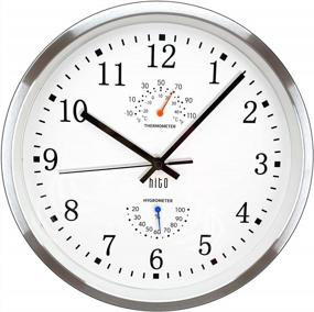 img 4 attached to HITO Non Ticking Wall Clock - Sleek Aluminum Frame, Silent Sweep Movement, 12" White For Office, Bedroom & Kitchen Decor