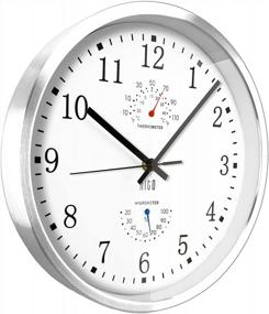img 2 attached to HITO Non Ticking Wall Clock - Sleek Aluminum Frame, Silent Sweep Movement, 12" White For Office, Bedroom & Kitchen Decor