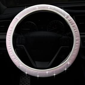 img 4 attached to Shine in Style: Bling Crystal Rhinestone Car Steering Wheel Cover - Glittery & Sparkling Accessories for Women & Girls (14.2-15.3 inch)