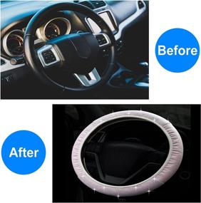 img 1 attached to Shine in Style: Bling Crystal Rhinestone Car Steering Wheel Cover - Glittery & Sparkling Accessories for Women & Girls (14.2-15.3 inch)