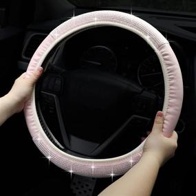 img 3 attached to Shine in Style: Bling Crystal Rhinestone Car Steering Wheel Cover - Glittery & Sparkling Accessories for Women & Girls (14.2-15.3 inch)