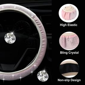 img 2 attached to Shine in Style: Bling Crystal Rhinestone Car Steering Wheel Cover - Glittery & Sparkling Accessories for Women & Girls (14.2-15.3 inch)