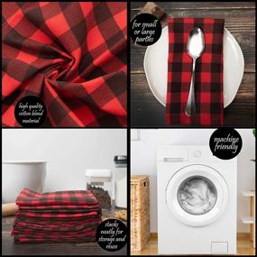 img 1 attached to PERLLI 100% Cotton Fabric Table Linen Napkins, Buffalo Plaid Red Black Christmas Napkins 12 Pack 18X18 Inches Washable Reusable For Holiday Christmas Party Table Setting Decor