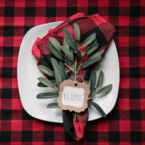img 2 attached to PERLLI 100% Cotton Fabric Table Linen Napkins, Buffalo Plaid Red Black Christmas Napkins 12 Pack 18X18 Inches Washable Reusable For Holiday Christmas Party Table Setting Decor