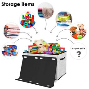 img 3 attached to Organize Kids' Playroom With Homyfort Toy Chest Storage Organizer - Large Collapsible Box Bins W/ Flip-Top Lid, White
