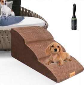 img 4 attached to 🐶 Topmart High Density Extended Foam Dog Ramp&Steps: Non-Slip, Soft Foam Dog Ladder Perfect for Injured Dogs, Senior Cats, and Pets with Joint Pain - 3 Tiers, 15.7" High - Brown Color