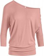 dolman tops for women off the shoulder tops banded waistband shirts 3/4 sleeves regular and plus size tops logo