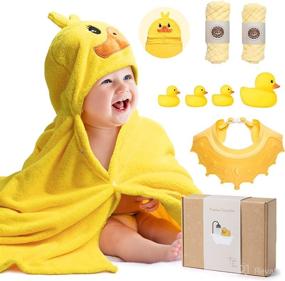 img 4 attached to Ultra Soft 8-Piece Baby Shower Gift: Hooded Baby Bath Towel Set for Newborns, Toddlers, Boys, and Girls