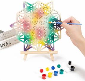 img 1 attached to Enhance Your Meditation Space With Simurg 11.5'' Sacred Geometry Wooden Crystal Grid Wall Art