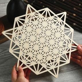 img 4 attached to Enhance Your Meditation Space With Simurg 11.5'' Sacred Geometry Wooden Crystal Grid Wall Art