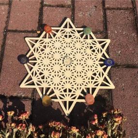 img 2 attached to Enhance Your Meditation Space With Simurg 11.5'' Sacred Geometry Wooden Crystal Grid Wall Art