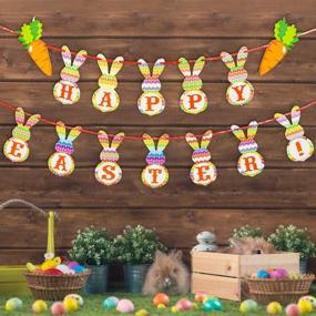img 4 attached to Colorful Bunny Pattern Bunting Garland - Gibot Happy Easter Banners For Home, Party And Favors - Decorate Your Easter Celebrations