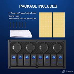 img 1 attached to 🔵 8 Gang Waterproof Marine Switch Panel with Dual USB Slot Socket, Cigarette Lighter, Digital Voltmeter – Pre-Wired 12-24V Switch Panel for RVs, Cars, Boats, Trucks, and Trailers (Blue)