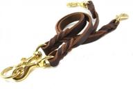 luxury leather double dog leads: 55cm long & 1.2 wide, handmade soft durable for medium/large dogs training logo
