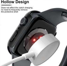 img 3 attached to Жесткий чехол из 2 упаковок, совместимый с Apple Watch Series 8/7, 45 мм, закаленное стекло 9H, защитная пленка для экрана — [сенсорный] [HD Clear], тонкий бампер [полная защита] — черный