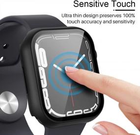 img 2 attached to 2 Pack Hard Case Compatible For Apple Watch Series 8/7 45Mm W/ 9H Tempered Glass Screen Protector - [Touch Sensitive] [HD Clear] Slim Bumper [Full Protection] Cover - Black