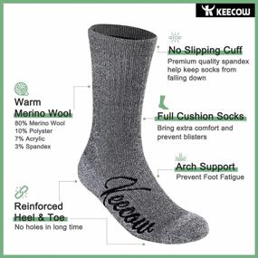 img 3 attached to Stay Warm And Cozy: KECCOW Merino Wool Crew Socks For All Season Adventures - 3 Pairs For Men And Women