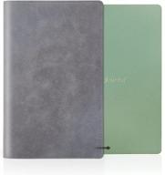 a6 pu leather refillable travel journal cover with pen holder, 3 pockets & 6 card slots - 4.8 x 7.8 inch grey logo