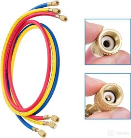 img 1 attached to 🌡️ INCLAKE 3-Piece 5FT Home Manifold Gauge Hose Kit - 3 Color Explosion-Proof Refrigerant Hoses for R410A, R22, R32 Refrigerants