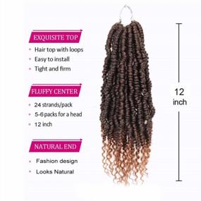 img 2 attached to 6 Pack Spring Twist Crochet Braids - 12 Inch Pre-Looped Mini Passion Twist Braiding Hair In T30# Color - Kinky Curly Synthetic Hair Extensions For Senegalese, Nubian, And Bomb Twist Styles